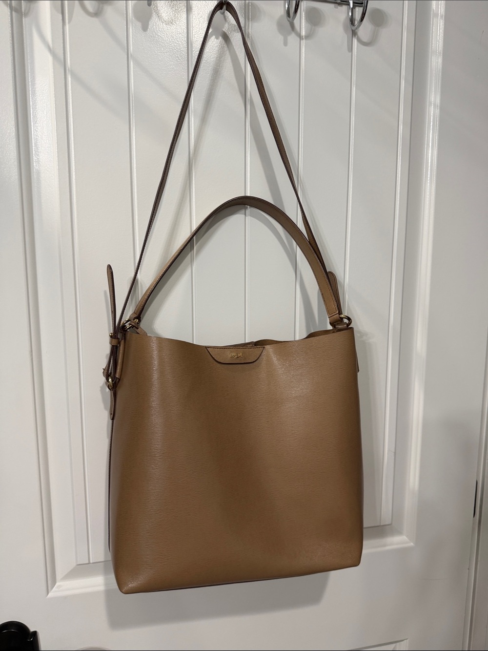 Ralph Lauren Tan Pebbled Leather Shoulder Tote